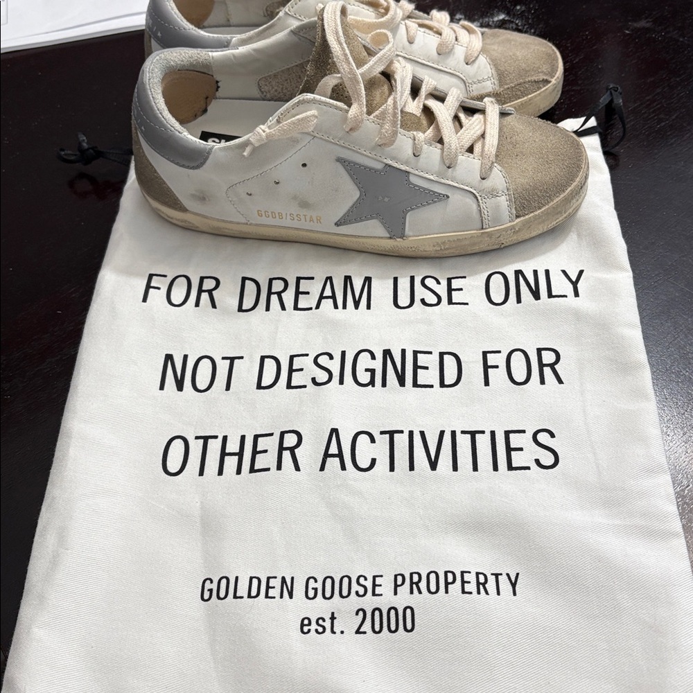 Golden Goose Cream and Gray Star Sneakers - Picture 3 of 5